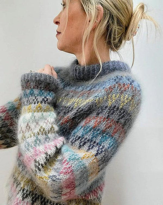 Damen-Lässiger Pullover, runder Ausschnitt, weiche Baumwolle-5