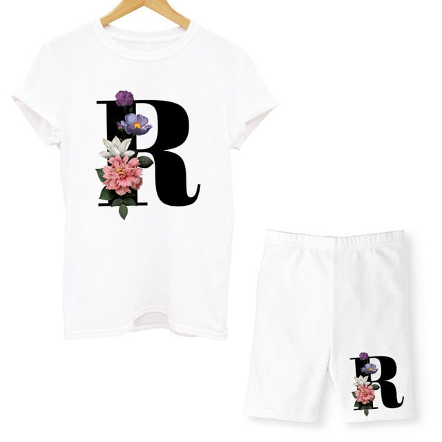 Damen-T-Shirt, Blumenmuster, Nylon, Polyester, kurzärmelig 24