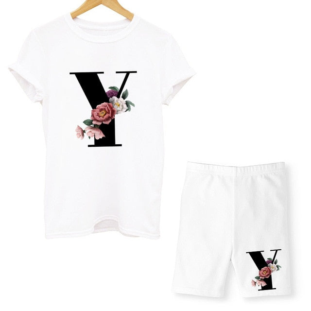 Damen-T-Shirt, Blumenmuster, Nylon, Polyester, kurzärmelig 31