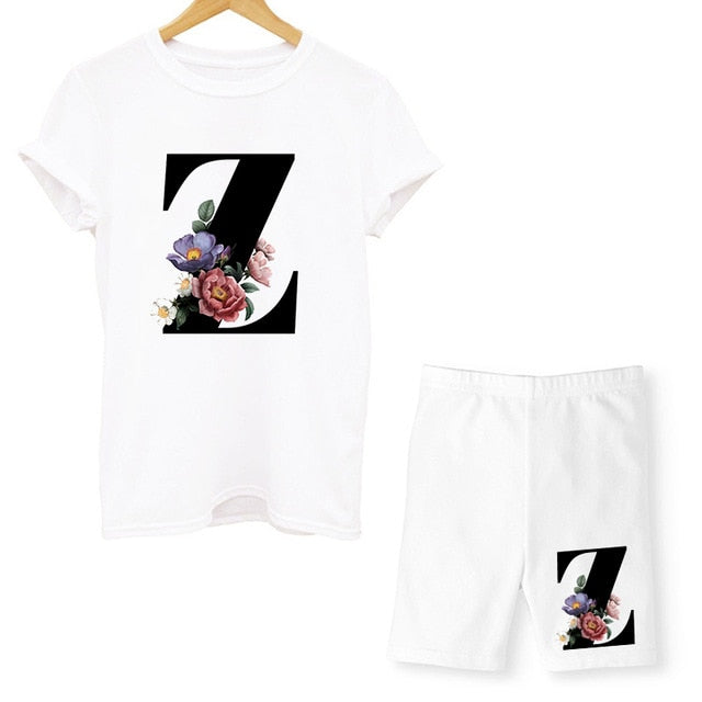 Damen-T-Shirt, Blumenmuster, Nylon, Polyester, kurzärmelig 32