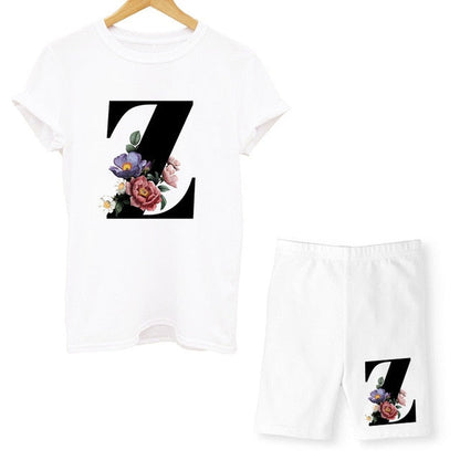 Damen-T-Shirt, Blumenmuster, Nylon, Polyester, kurzärmelig 32