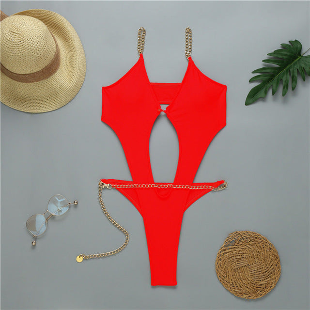 Variant image for Damen-Monokini im Kettenriemen-Stil, Polyester, Spandex-8