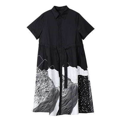 A-Linien-Midikleid aus Baumwolle und Rayon mit kurzen Ärmeln und Slipkleid-Druck – Lässiger Sommerstil 1