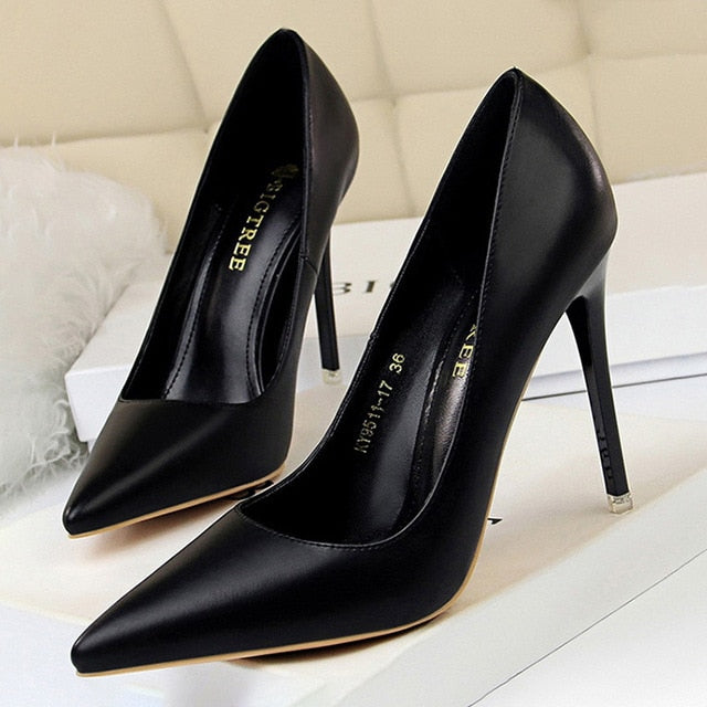 Damen-Pumps, hoher Absatz, PU-Material-5