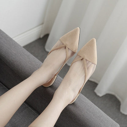 Damen-Mules, transparent, Mesh, niedriger Absatz-1