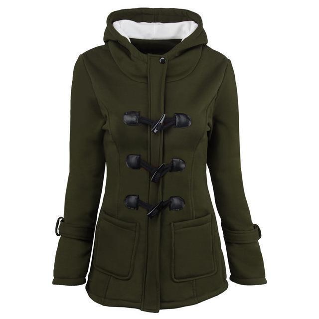 Damen-Mantel Lässiger Stil mit Hornspangen-Design und Taschen aus Polyester-2