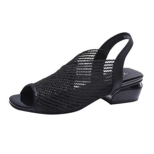 Damen-Sandalen, Slingback, eckiger Absatz, Mesh-1