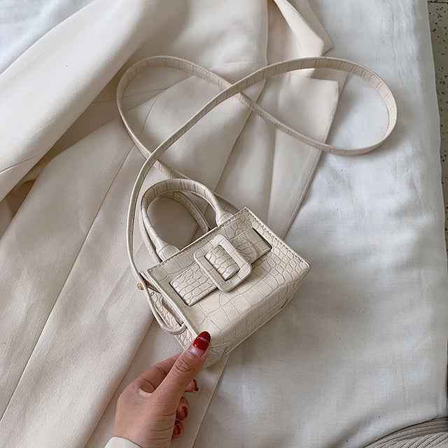 Kleine Handtasche Damen Schlangenleder-Design PU mit Gürtelschnalle-1
