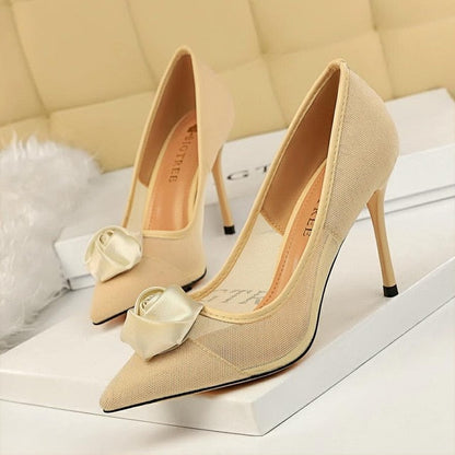 Damen-Stilettpumps, spitze Zehe, Mesh-1