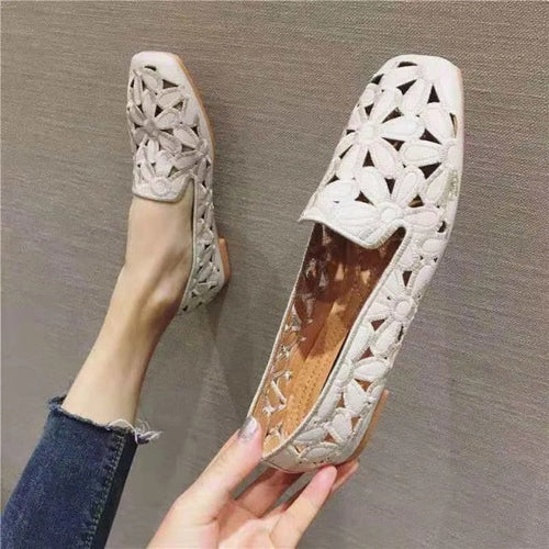 Damen Flache Schuhe Geblümtes Design PU-Leder 1