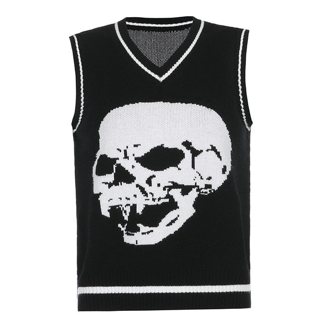 Variant image for Herren-Pullover, V-Ausschnitt, Totenkopf, Motiv, Acryl-9
