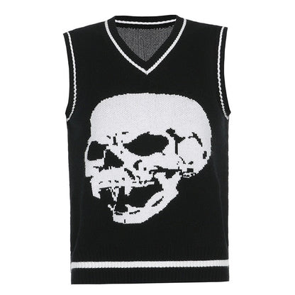 Variant image for Herren-Pullover, V-Ausschnitt, Totenkopf, Motiv, Acryl-9