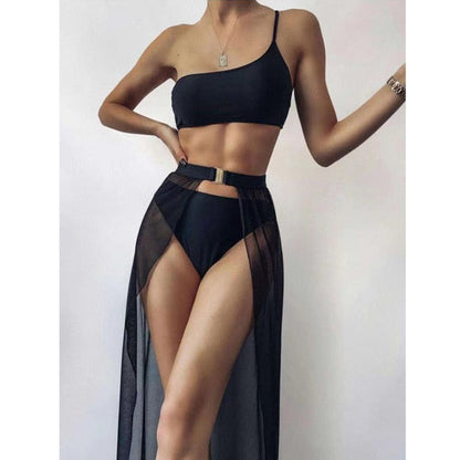 Damen Bikini-Set Transparent Sarong Polyester Spandex-1