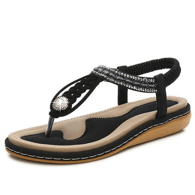 Damen-Sandalen, offene Zehe, PU-Leder mit Kristallverzierung-1