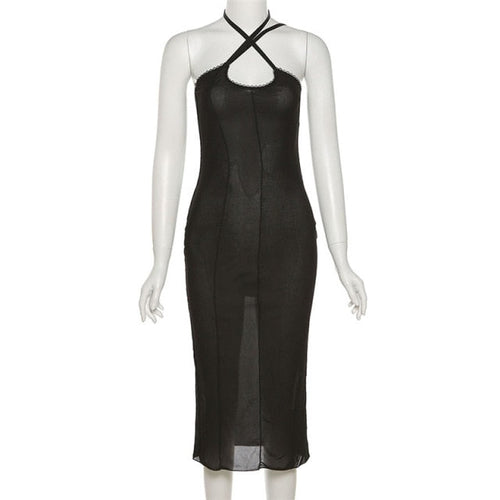 Damen-Midi-Kleid, Spaghettiträger, Cut-out, Details, Polyester, Viskose-1
