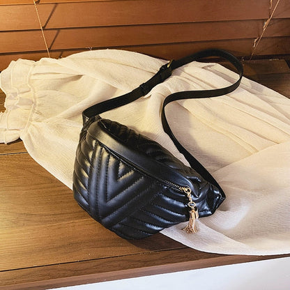 Damen-Handtasche, geometrisches Design, PU, Material, mit Quasten-5