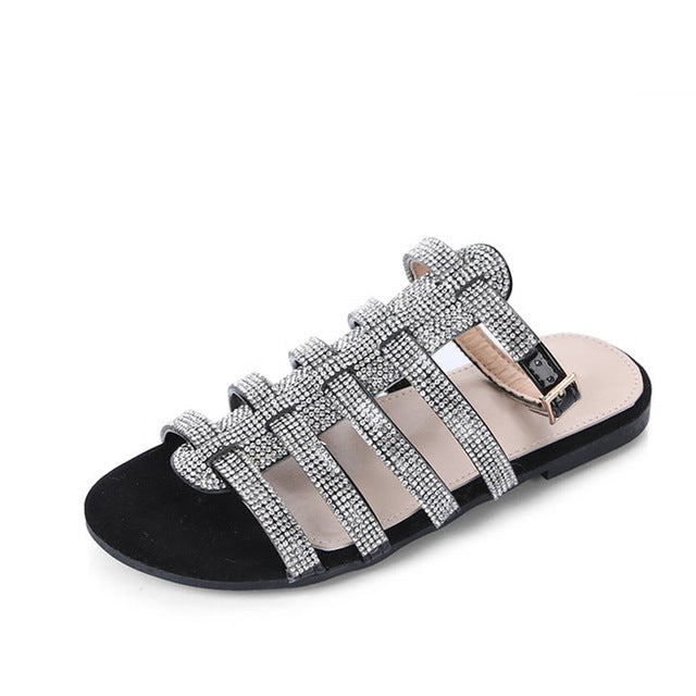 Damen-Gladiator-Sandalen, glitzernd, PU, mit Fußband-1