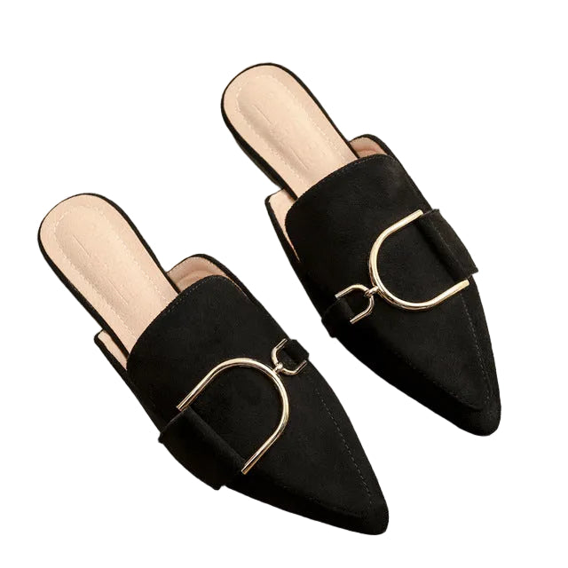 Damen-Pantoffeln, Mules, lässiger Flock, mit Gummisohle 1