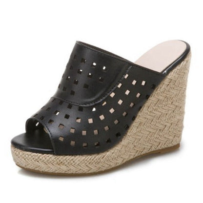 Variant image for Damen-Keilsandalen, geometrisches Muster, PU, hoher Keil-2