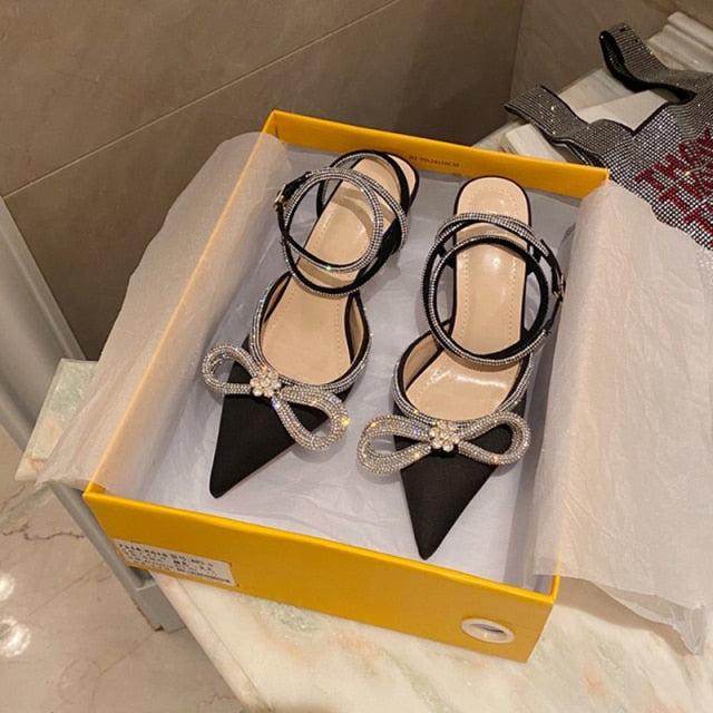 Damen-Absatzschuhe, hoher Absatz, PVC, mit Schmetterlingsknoten-1