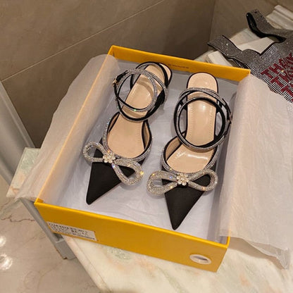 Damen-Absatzschuhe, hoher Absatz, PVC, mit Schmetterlingsknoten-1