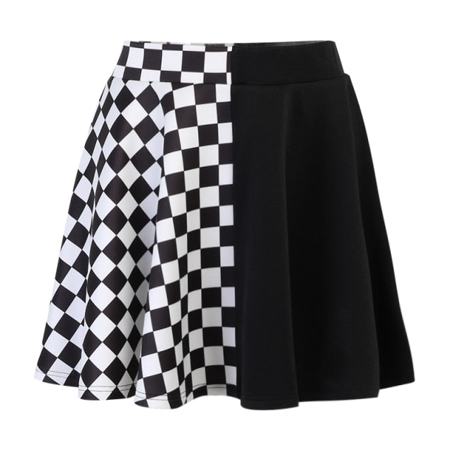 Damen-Minirock, gotisch, A-Linie, Patchwork, Baumwolle, Polyester-1