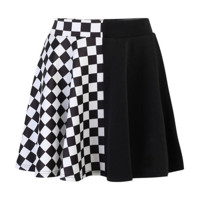 Damen-Minirock, gotisch, A-Linie, Patchwork, Baumwolle, Polyester-1