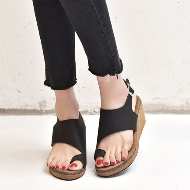 Variant image for Damen-Sandalen, Keilabsatz, PU-Leder mit breitem Riemen-2