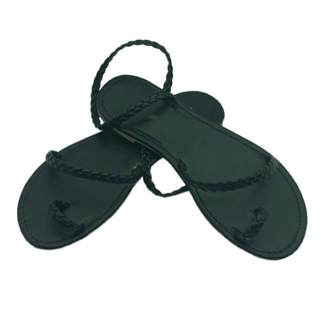 Damen-Sandalen, Gladiator, geflochtenes PU-Leder-1