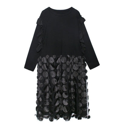 Elegantes Midikleid für Damen mit A-Linie und langärmeligem Design aus Mesh – Schöne Damenkleider 1