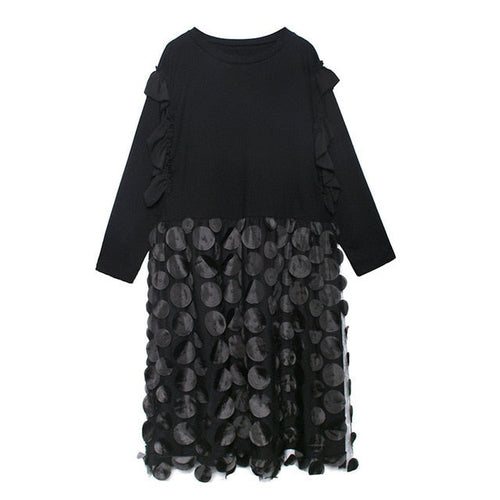 Elegantes Midikleid für Damen mit A-Linie und langärmeligem Design aus Mesh – Schöne Damenkleider 1