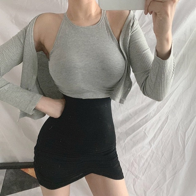 Damen-Minirock, gesäumte Baumwolle, Polyester-1