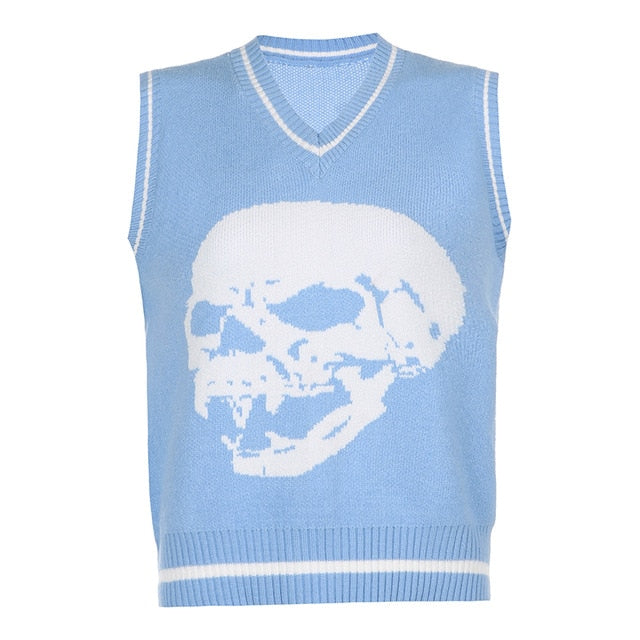 Variant image for Herren-Pullover, V-Ausschnitt, Totenkopf, Motiv, Acryl-3