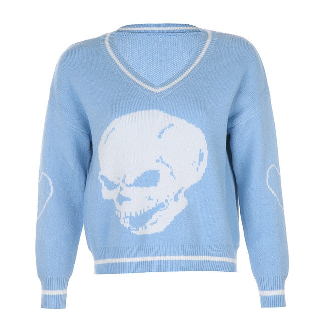 Variant image for Herren-Pullover, V-Ausschnitt, Totenkopf, Motiv, Acryl-2