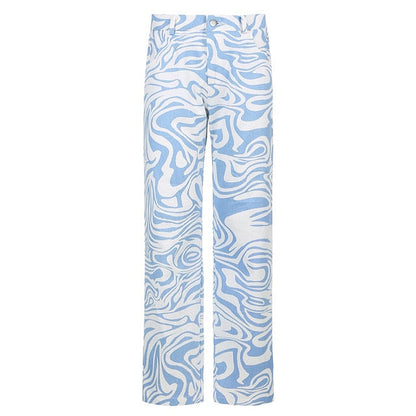 Variantenbild für Damen-Jeans mit geometrischem Muster aus 100 % Baumwolle in regulärer Passform-1