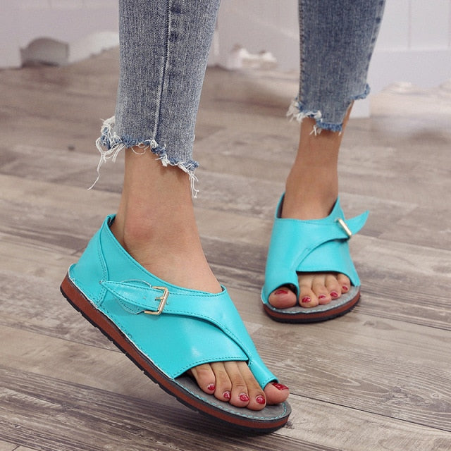 Gladiatorsandalen für Damen aus PU-Leder mit Schnalle – Flaches Design für Komfort und Stil 1