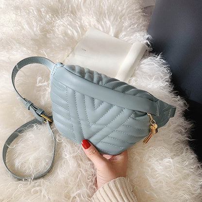 Damen-Handtasche, geometrisches Design, PU, Material, mit Quasten-6