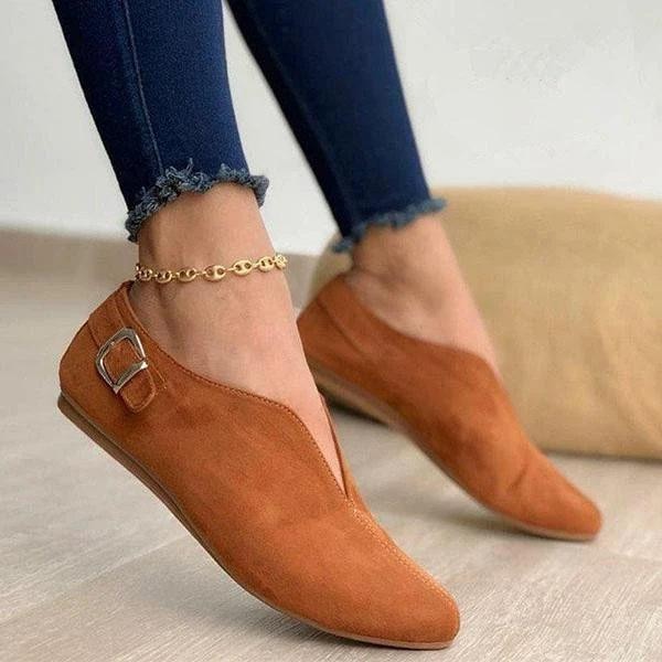 Variant image for Damen-Flachschuhe, Slip-On, Kunst-Wildleder mit dekorativen Schnallen-2