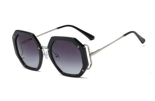 Damen-Sonnenbrille, hexagonal, Harz mit UV400-Schutz-1