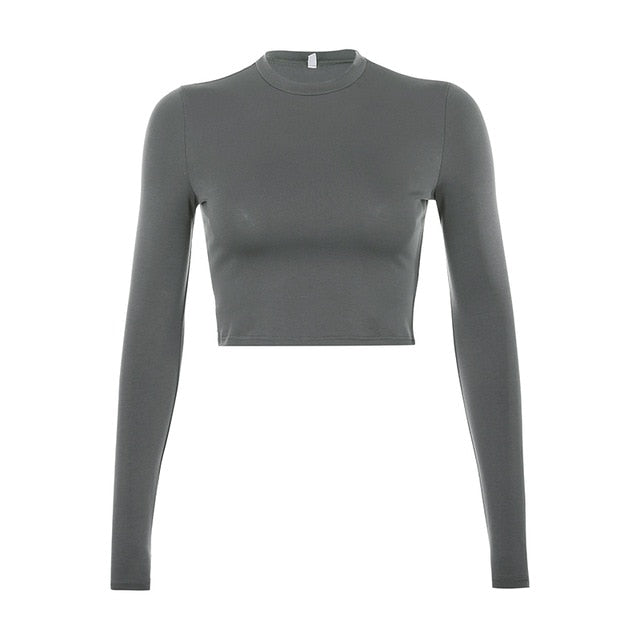 Herren-Langarm-T-Shirt, O-Ausschnitt, Baumwolle, Spandex-5