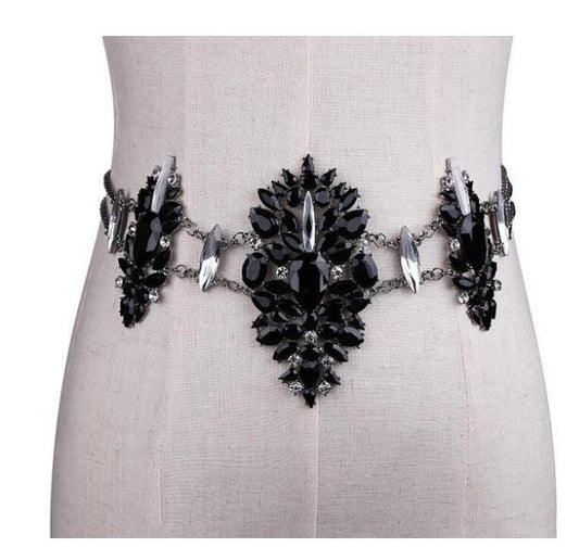 Damen-Gürtel aus Metall mit Strass-Blumenmuster, verstellbar, 12,5 cm-1