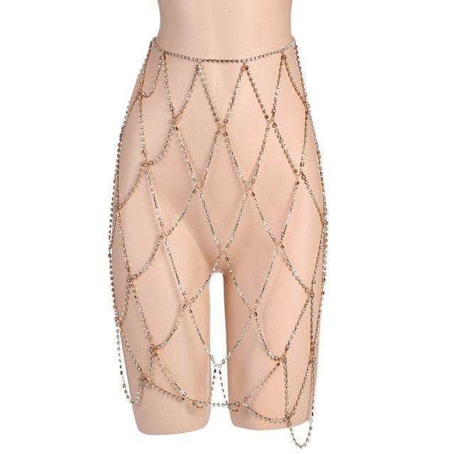 Damen-Körperschmuck, geometrisches Design, Strass, Metall-1