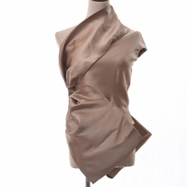 Variant image for Damen Schulterfreies Top Schrägerer Kragen Baumwolle Polyester-2