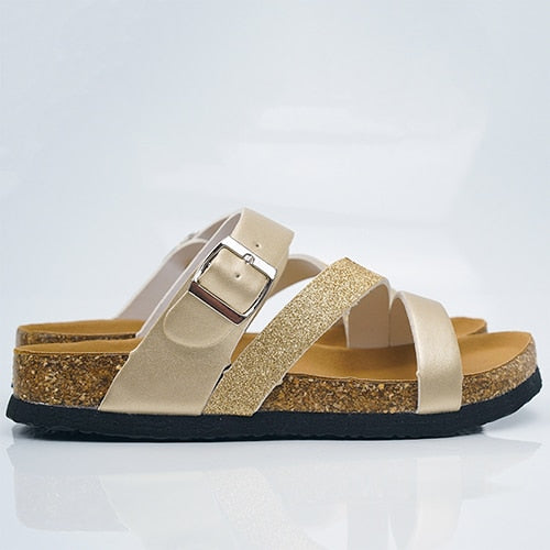Variant image for Damen-Sandalen, flach, PU-Leder mit Glitzerdetails-2