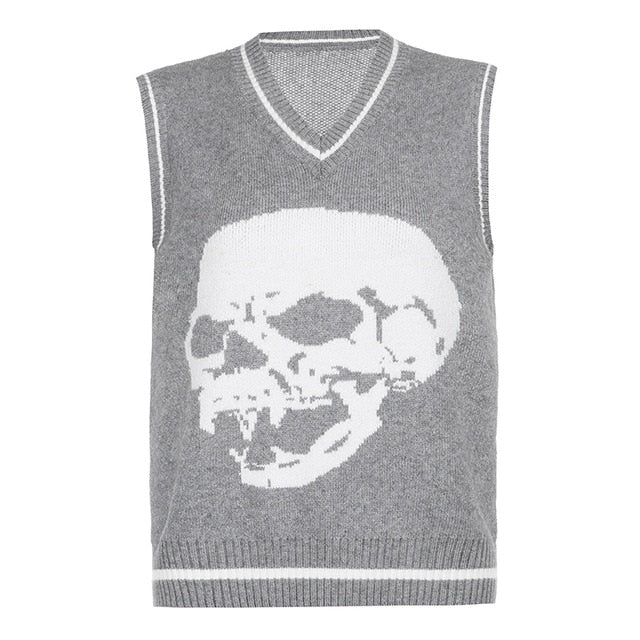 Variant image for Herren-Pullover, V-Ausschnitt, Totenkopf, Motiv, Acryl-7