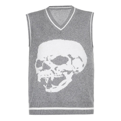Variant image for Herren-Pullover, V-Ausschnitt, Totenkopf, Motiv, Acryl-7