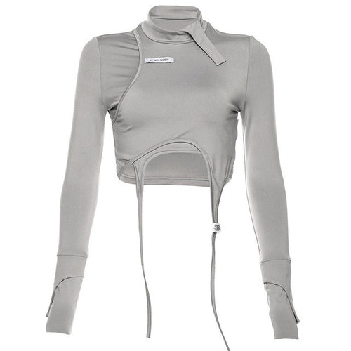 Damen-Rollkragen-T-Shirt, langärmeliges Polyester, Spandex-1