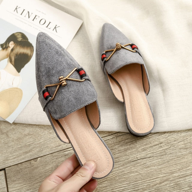 Variant image for Damen-Mules, spitze Zehen, Flock, Gummi-9