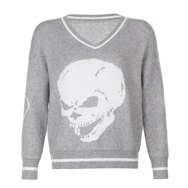 Variant image for Herren-Pullover, V-Ausschnitt, Totenkopf, Motiv, Acryl-4