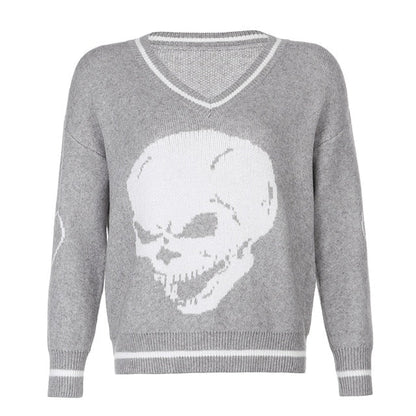 Variant image for Herren-Pullover, V-Ausschnitt, Totenkopf, Motiv, Acryl-4